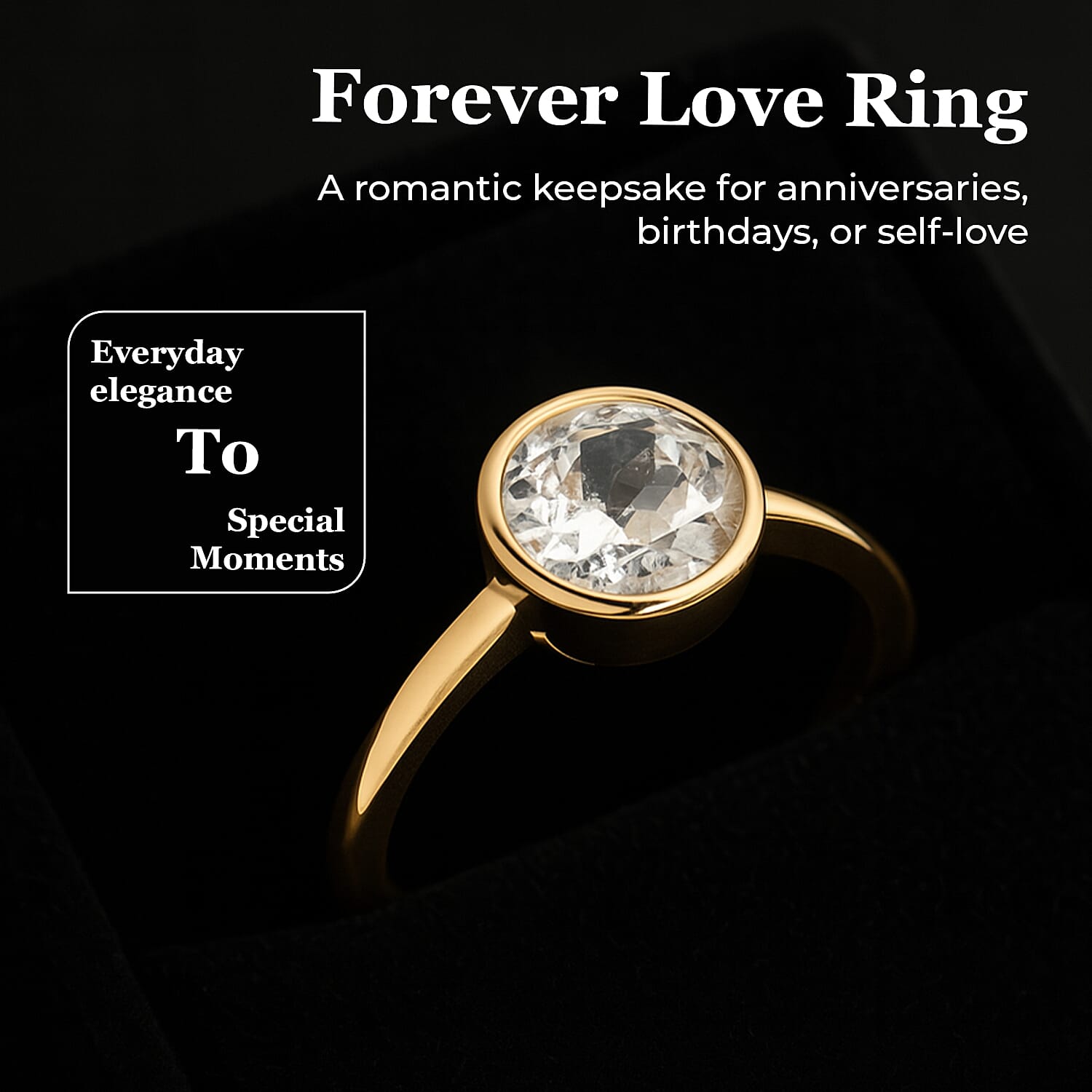 Solitaire Ring in 18K Yellow Gold Vermeil Overlay Sterling Silver